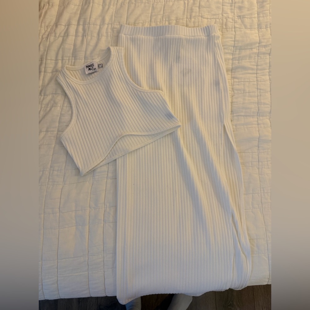 Princess Polly White Ribbed Midi Dress Set